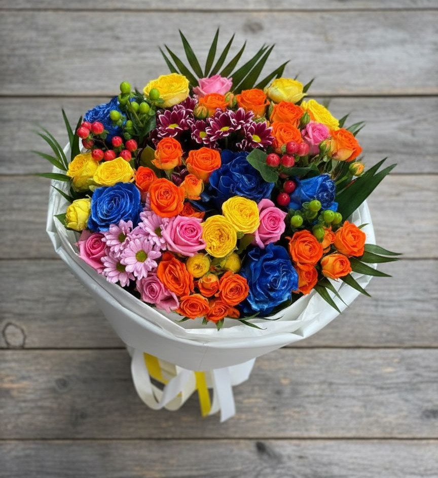 Букет цветов из: Розы и Хризантемы в Обидимо