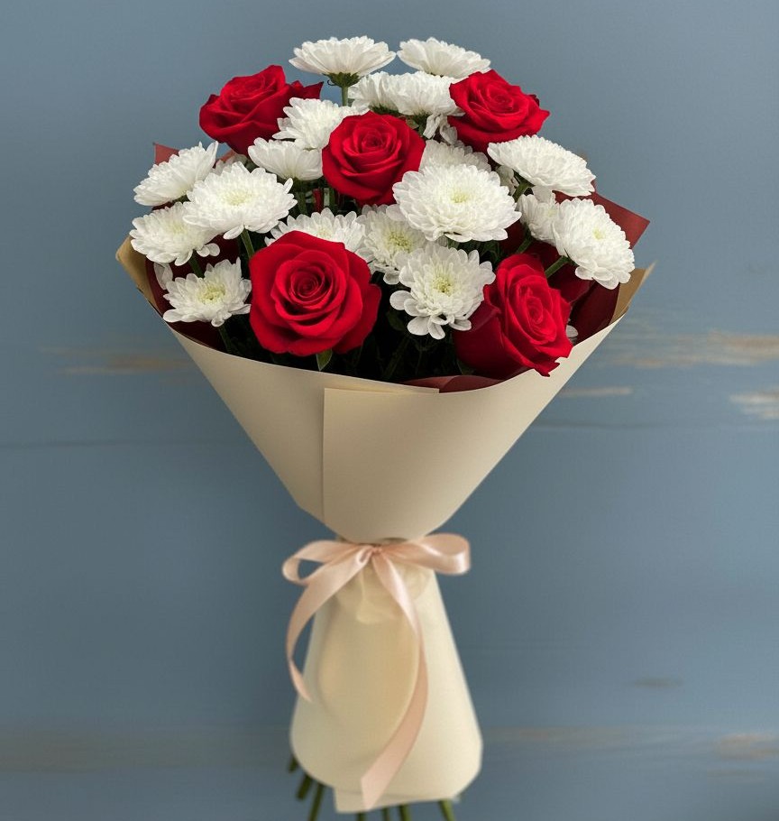 Букет цветов из: Розы и Хризантемы в Обидимо