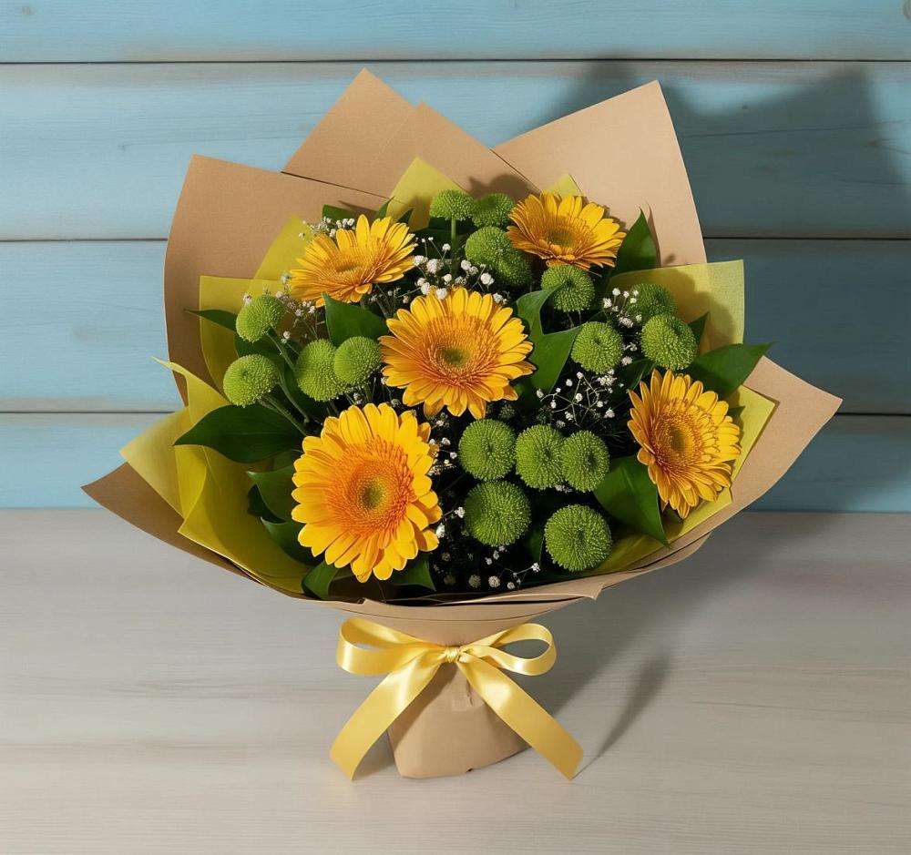 Букет цветов из: Герберы и Хризантемы в Обидимо