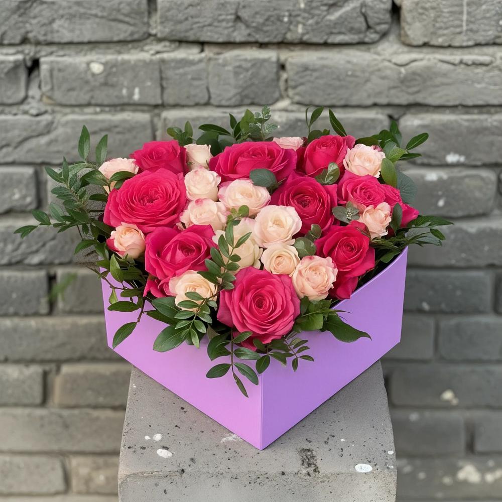 Цветочная композиция из Розы в коробке в Обидимо