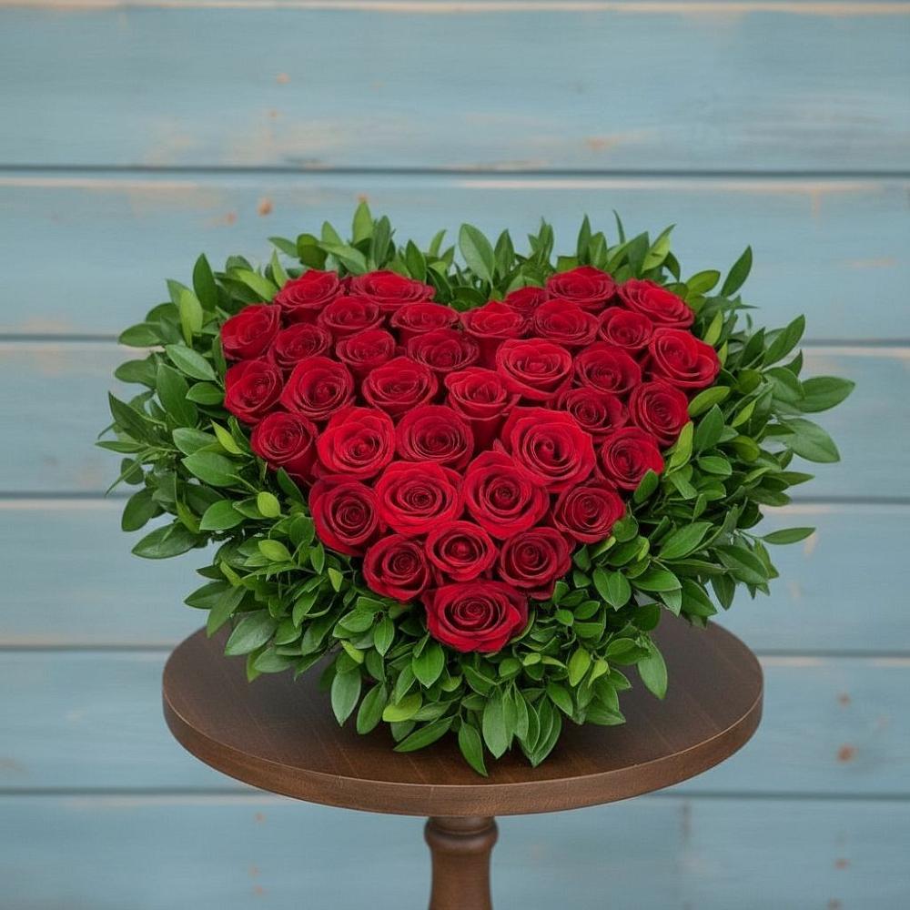 Цветочная композиция из Розы в виде сердца в Обидимо