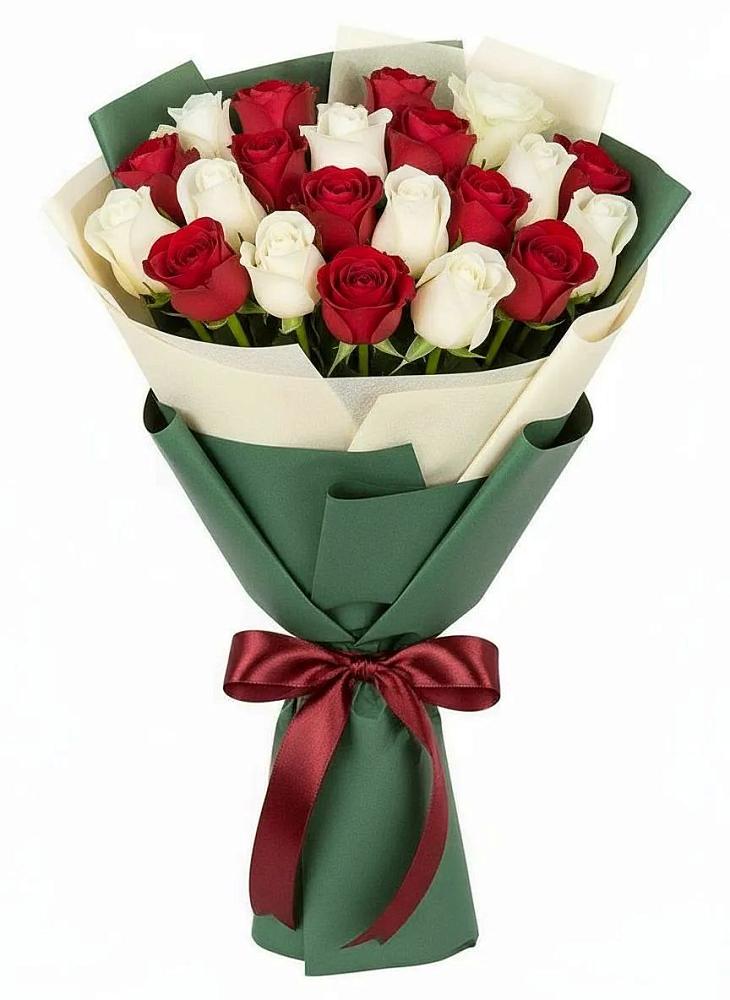 Букет Микс из красных и белых роз в Обидимо