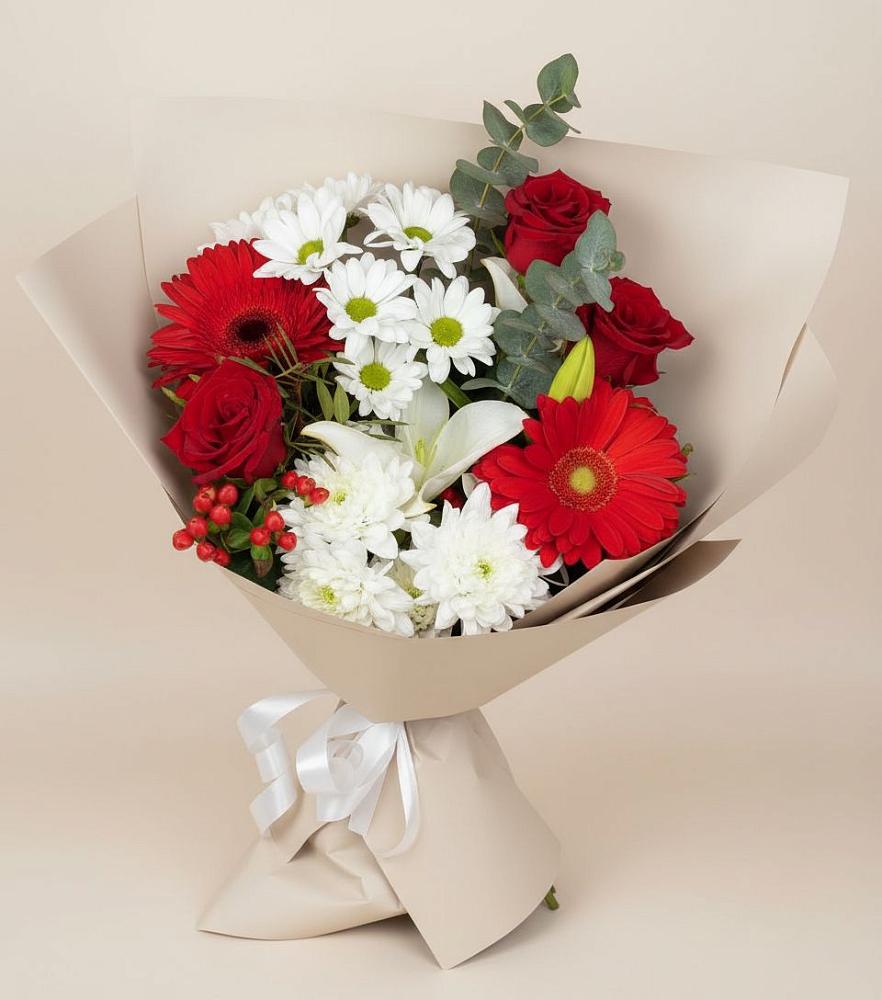 Букет цветов из: Розы, Хризантемы, Герберы и Лилии в Обидимо