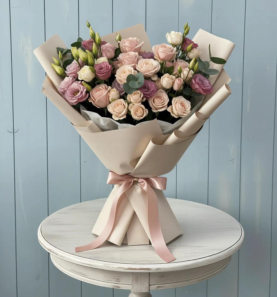 Букет цветов из: Розы и Лизиантусы в Обидимо