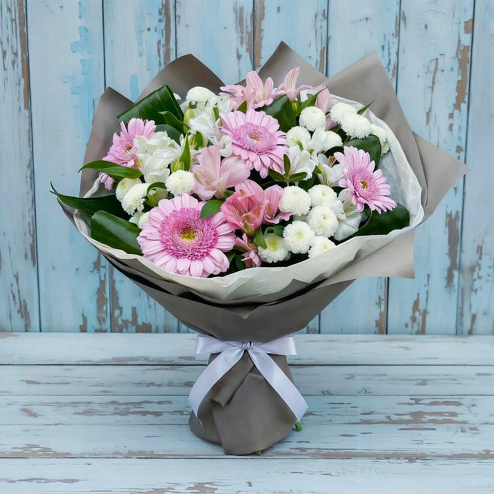 Букет цветов из: Герберы, Альстромерии и Хризантемы в Обидимо